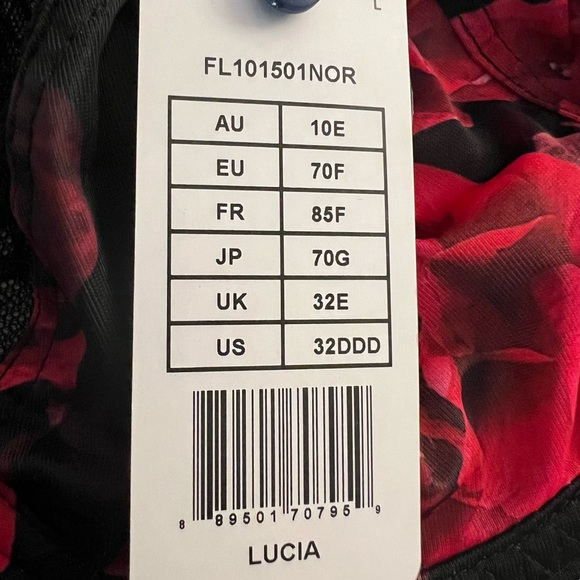 Fantasie Luna Floral Black and Red Lace Bra - Picture 5 of 5